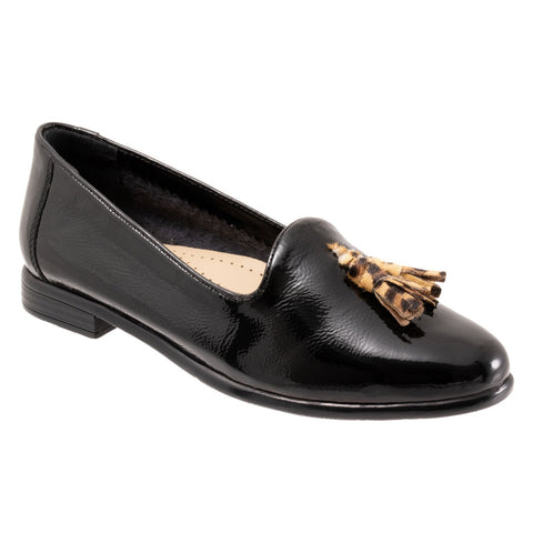 Trotters Liz Tassel T2224-005 Womens Black Leather Loafer Flats Shoes