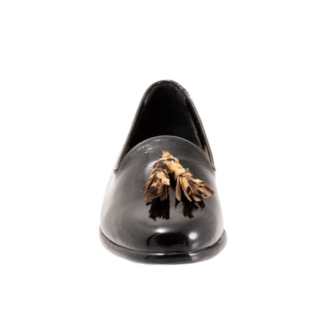 Trotters Liz Tassel T2224-005 Womens Black Leather Loafer Flats Shoes