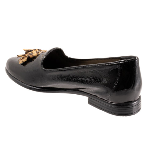Trotters Liz Tassel T2224-005 Womens Black Leather Loafer Flats Shoes