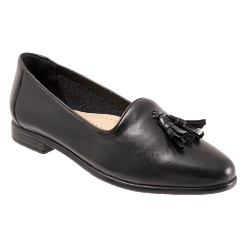 Trotters Liz Tassel T2224-054 Womens Black Leather Loafer Flats Shoes