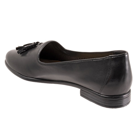 Trotters Liz Tassel T2224-054 Womens Black Leather Loafer Flats Shoes