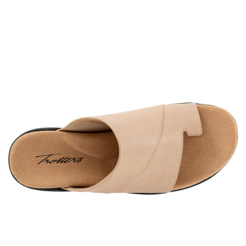 Trotters Regina T2231-158 Womens Beige Extra Wide Slides Sandals Shoes