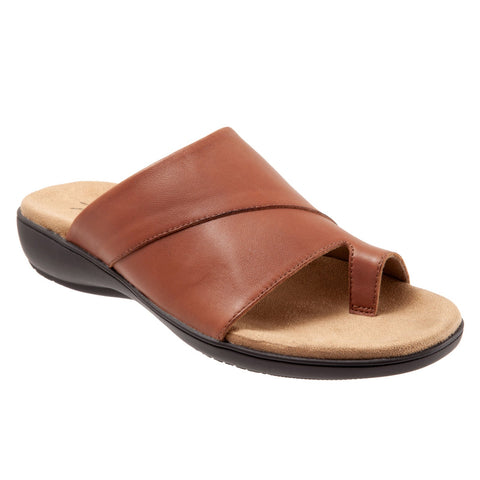 Trotters Regina T2231-215 Womens Brown Wide Leather Slides Sandals Shoes