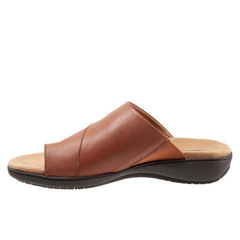 Trotters Regina T2231-215 Womens Brown Wide Leather Slides Sandals Shoes