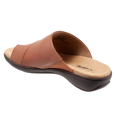 Trotters Regina T2231-215 Womens Brown Wide Leather Slides Sandals Shoes