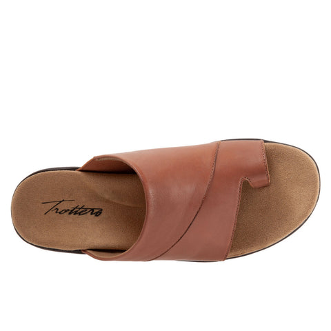 Trotters Regina T2231-215 Womens Brown Wide Leather Slides Sandals Shoes