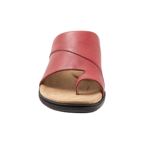 Trotters Regina T2231-601 Womens Red Extra Wide Leather Slides Sandals Shoes