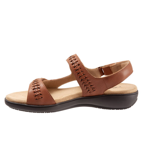 Trotters Romi Woven T2232-215 Womens Brown Extra Wide Strap Sandals Shoes