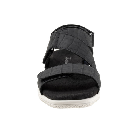 Trotters Tatia T2237-011 Womens Black Leather Strap Sport Sandals Shoes