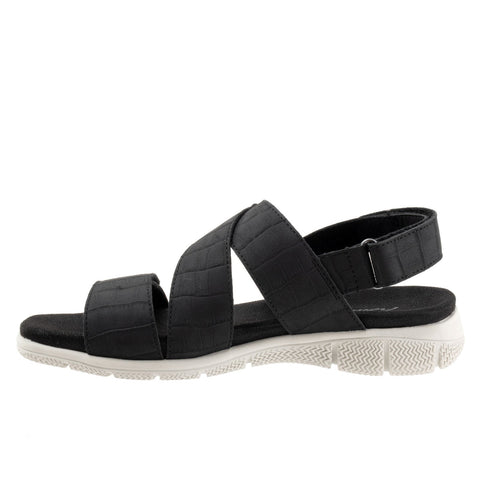 Trotters Tatia T2237-011 Womens Black Leather Strap Sport Sandals Shoes