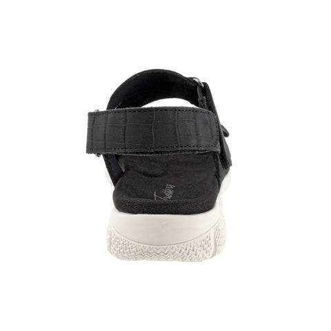 Trotters Tatia T2237-011 Womens Black Leather Strap Sport Sandals Shoes