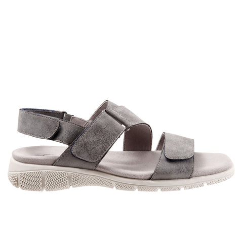 Trotters Tatia T2237-044 Womens Gray Leather Strap Sport Sandals Shoes