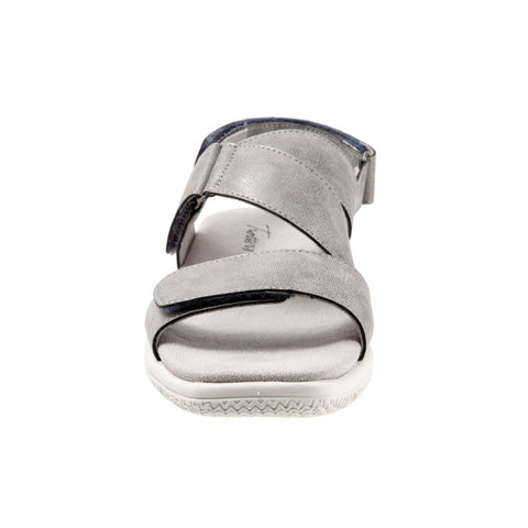 Trotters Tatia T2237-044 Womens Gray Leather Strap Sport Sandals Shoes