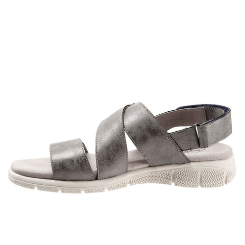 Trotters Tatia T2237-044 Womens Gray Leather Strap Sport Sandals Shoes