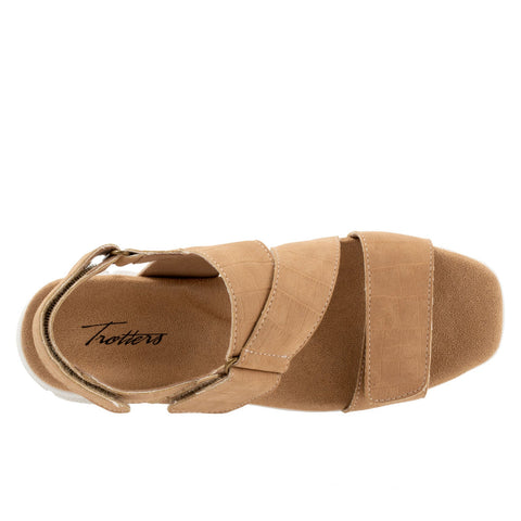 Trotters Tatia T2237-272 Womens Brown Leather Strap Sport Sandals Shoes