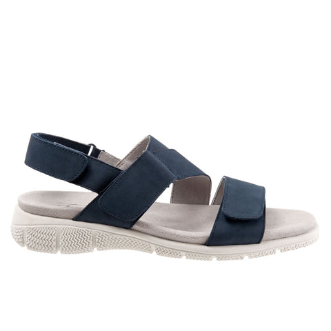 Trotters Tatia T2237-414 Womens Blue Wide Nubuck Strap Sport Sandals Shoes