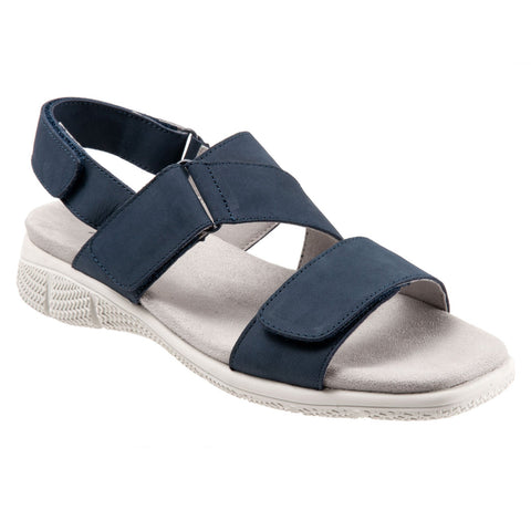 Trotters Tatia T2237-414 Womens Blue Wide Nubuck Strap Sport Sandals Shoes