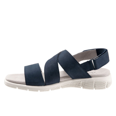 Trotters Tatia T2237-414 Womens Blue Wide Nubuck Strap Sport Sandals Shoes