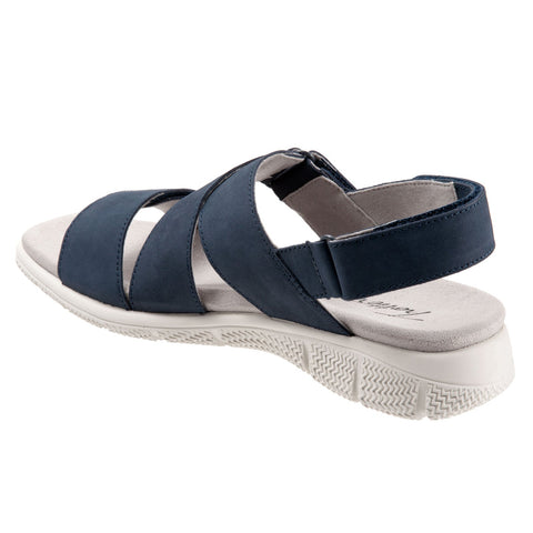 Trotters Tatia T2237-414 Womens Blue Wide Nubuck Strap Sport Sandals Shoes