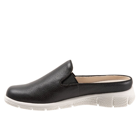 Trotters Uma T2238-001 Womens Black Narrow Leather Slip On Mule Flats Shoes