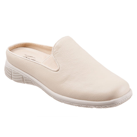Trotters Uma T2238-126 Womens Beige Narrow Leather Mule Flats Shoes