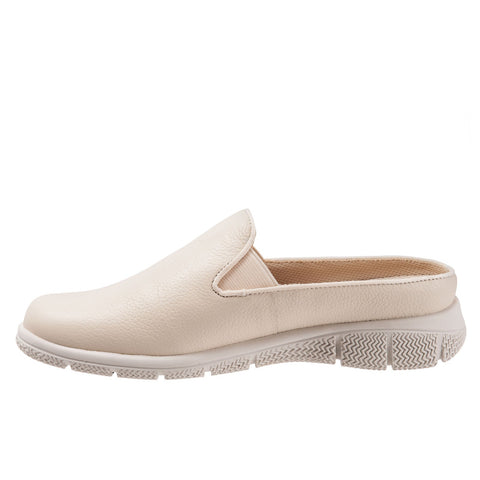 Trotters Uma T2238-126 Womens Beige Narrow Leather Mule Flats Shoes