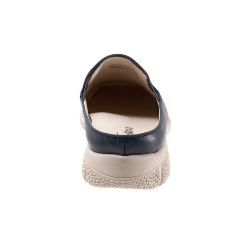 Trotters Uma T2238-400 Womens Blue Leather Slip On Mule Flats Shoes