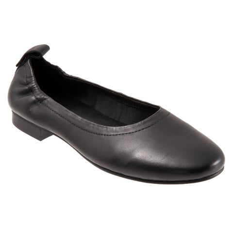 Trotters Gia T2252-001 Womens Black Narrow Leather Ballet Flats Shoes