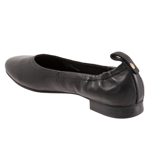 Trotters Gia T2252-001 Womens Black Narrow Leather Ballet Flats Shoes