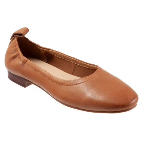 Trotters Gia T2252-215 Womens Brown Narrow Leather Ballet Flats Shoes