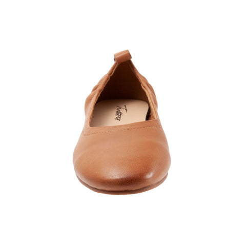 Trotters Gia T2252-215 Womens Brown Leather Slip On Ballet Flats Shoes