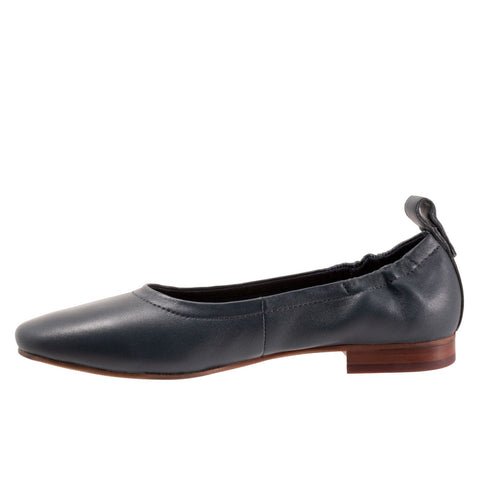 Trotters Gia T2252-400 Womens Blue Leather Slip On Ballet Flats Shoes