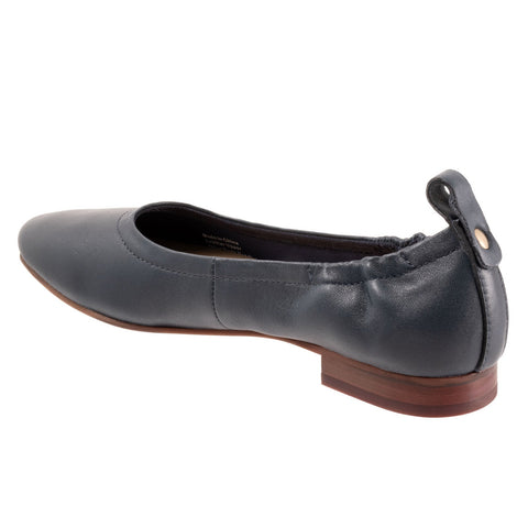 Trotters Gia T2252-400 Womens Blue Leather Slip On Ballet Flats Shoes
