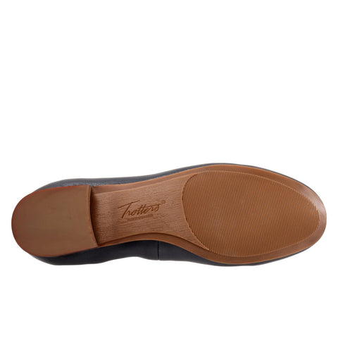 Trotters Gia T2252-400 Womens Blue Wide Leather Slip On Ballet Flats Shoes