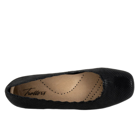Trotters Sabine T2255-004 Womens Black Leather Slip On Ballet Flats Shoes