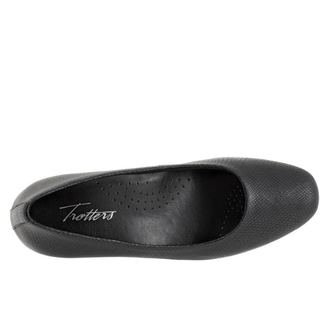 Trotters Daria T2258-018 Womens Black Extra Wide Leather Pumps Heels Shoes