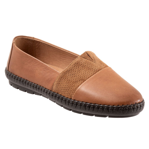 Trotters Ruby T2265-215 Womens Brown Leather Slip On Loafer Flats Shoes