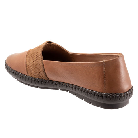 Trotters Ruby T2265-215 Womens Brown Leather Slip On Loafer Flats Shoes