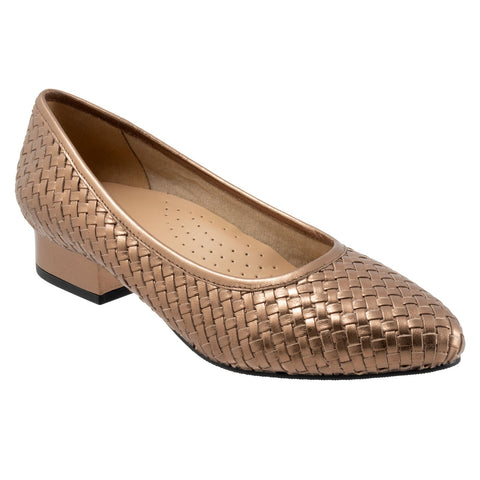 Trotters Jade T2269-222 Womens Brown Narrow Leather Slip On Pumps Heels Shoes