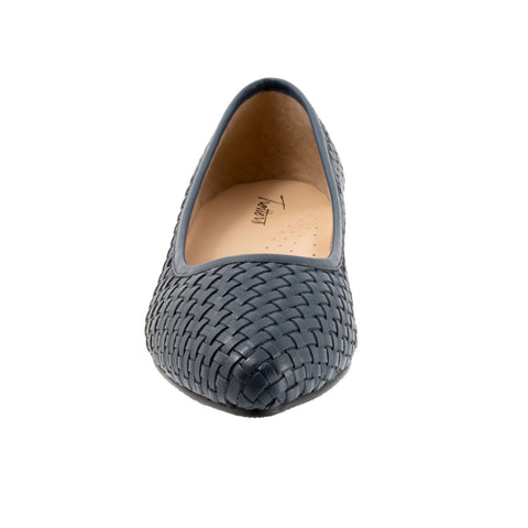 Trotters Jade T2269-400 Womens Blue Narrow Leather Slip On Pumps Heels Shoes