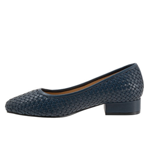 Trotters Jade T2269-400 Womens Blue Leather Slip On Pumps Heels Shoes