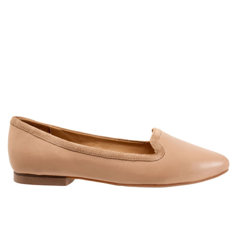 Trotters Hannah T2270-130 Womens Beige Leather Slip On Loafer Flats Shoes