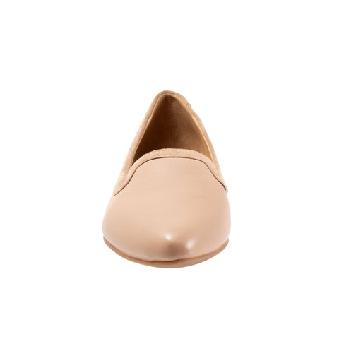 Trotters Hannah T2270-130 Womens Beige Leather Slip On Loafer Flats Shoes