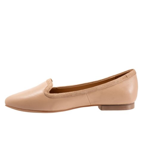 Trotters Hannah T2270-130 Womens Beige Leather Slip On Loafer Flats Shoes