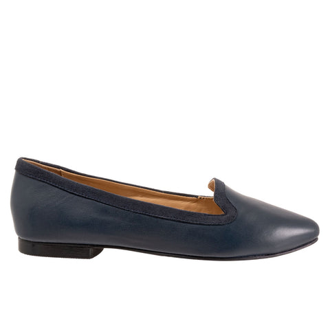 Trotters Hannah T2270-400 Womens Blue Leather Slip On Loafer Flats Shoes