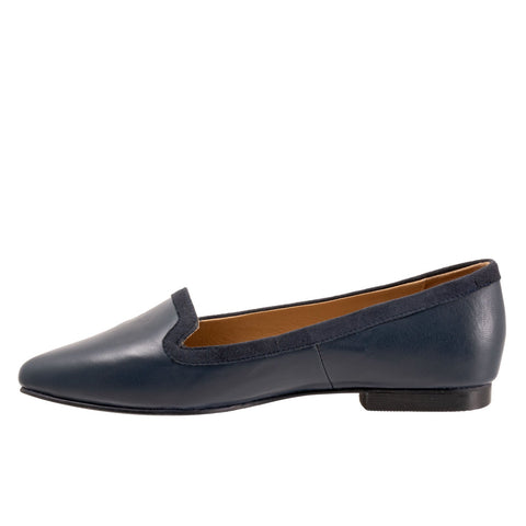 Trotters Hannah T2270-400 Womens Blue Leather Slip On Loafer Flats Shoes