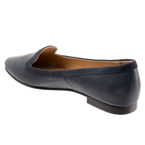 Trotters Hannah T2270-400 Womens Blue Leather Slip On Loafer Flats Shoes