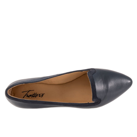 Trotters Hannah T2270-400 Womens Blue Leather Slip On Loafer Flats Shoes