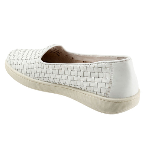 Trotters Adelina T2300-100 Womens White Leather Slip On Loafer Flats Shoes