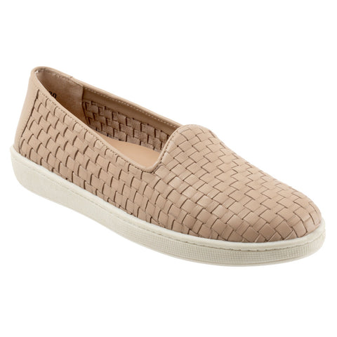 Trotters Adelina T2300-130 Womens Beige Leather Slip On Loafer Flats Shoes